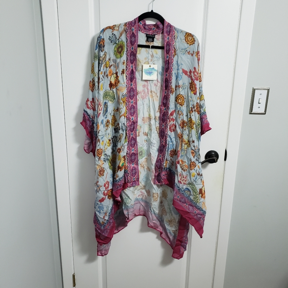 VISMAYA Flowy Floral Beach Cover-up Kimomo Shawl